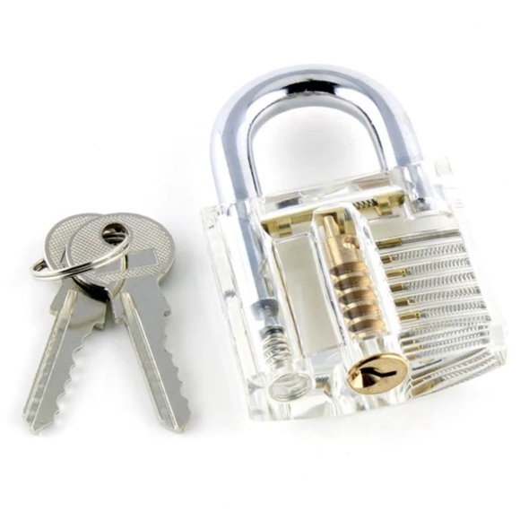 Clear Practice Padlock with Visible Mechanism - Picture 3 of 3